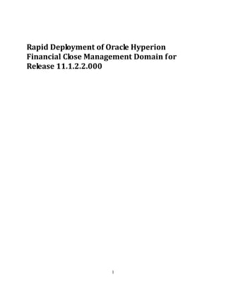 1
Rapid Deployment of Oracle Hyperion
Financial Close Management Domain for
Release 11.1.2.2.000
 