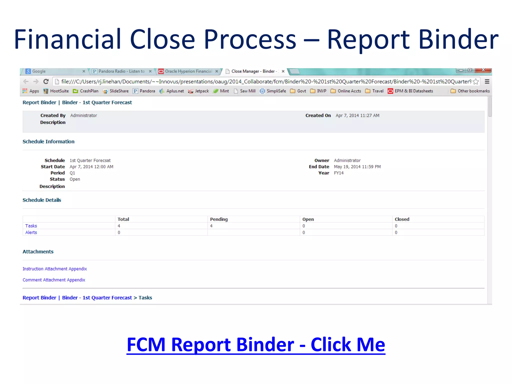Financial Close Process – Report Binder
FCM Report Binder - Click Me
 