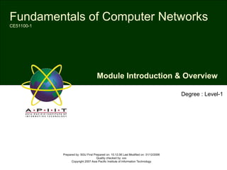 Fundamentals of Computer Networks (Module_Introduction) | PPT