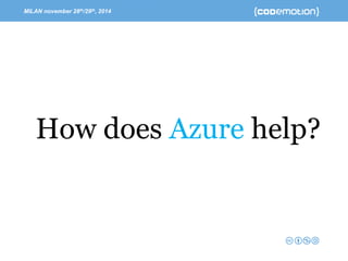 MILAN november 28th/29th, 2014 -Speaker’s name 
How doesAzurehelp?  