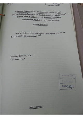 UK Foreign Office memo on the creation of a UN tax committee, 1967