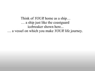 Think of  YOUR  home as a ship… …  a ship just like the coastguard  icebreaker shown here... …  a vessel on which you make  YOUR  life journey.  