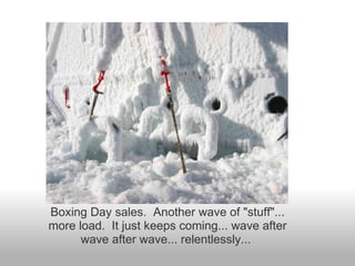 Boxing Day sales.  Another wave of "stuff"... more load.  It just keeps coming... wave after wave after wave... relentlessly...  