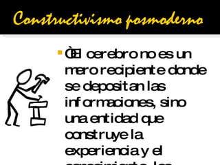 “ El cerebro no es un mero recipiente donde se depositan las informaciones, sino una entidad que construye la experiencia y el conocimiento, los ordena y da forma.” 