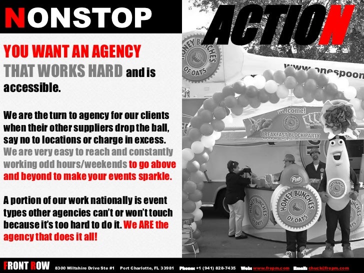 Front Row The National Promotional Event Talent Agency