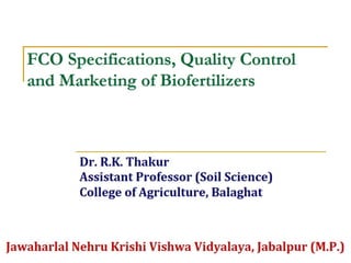 Fco specification of biofertilizers