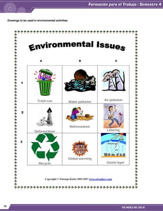 70
THE WORLD WE LIVE IN
Drawings to be used in environmental activities:
 