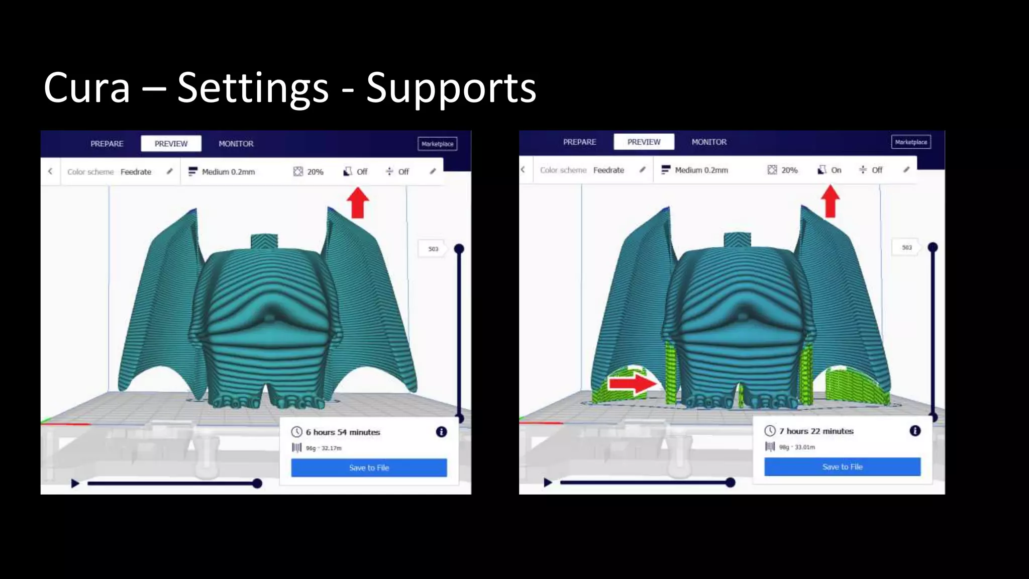 Cura – Settings - Supports
 