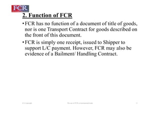 FCR-The use of FCR in Intl Trade (ENG) danny diep to | PDF