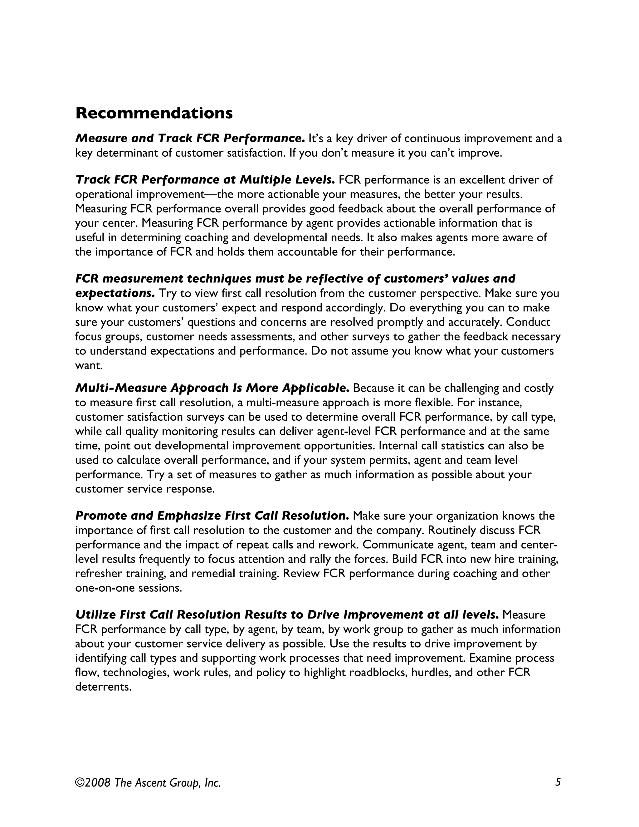 Achieving First Call Resolution