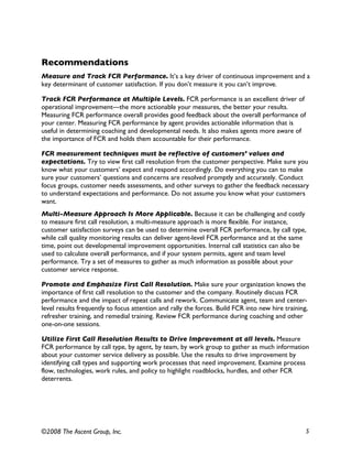 Achieving First Call Resolution