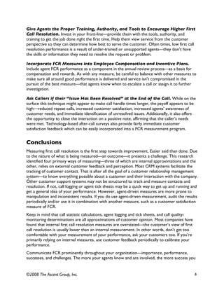 Achieving First Call Resolution
