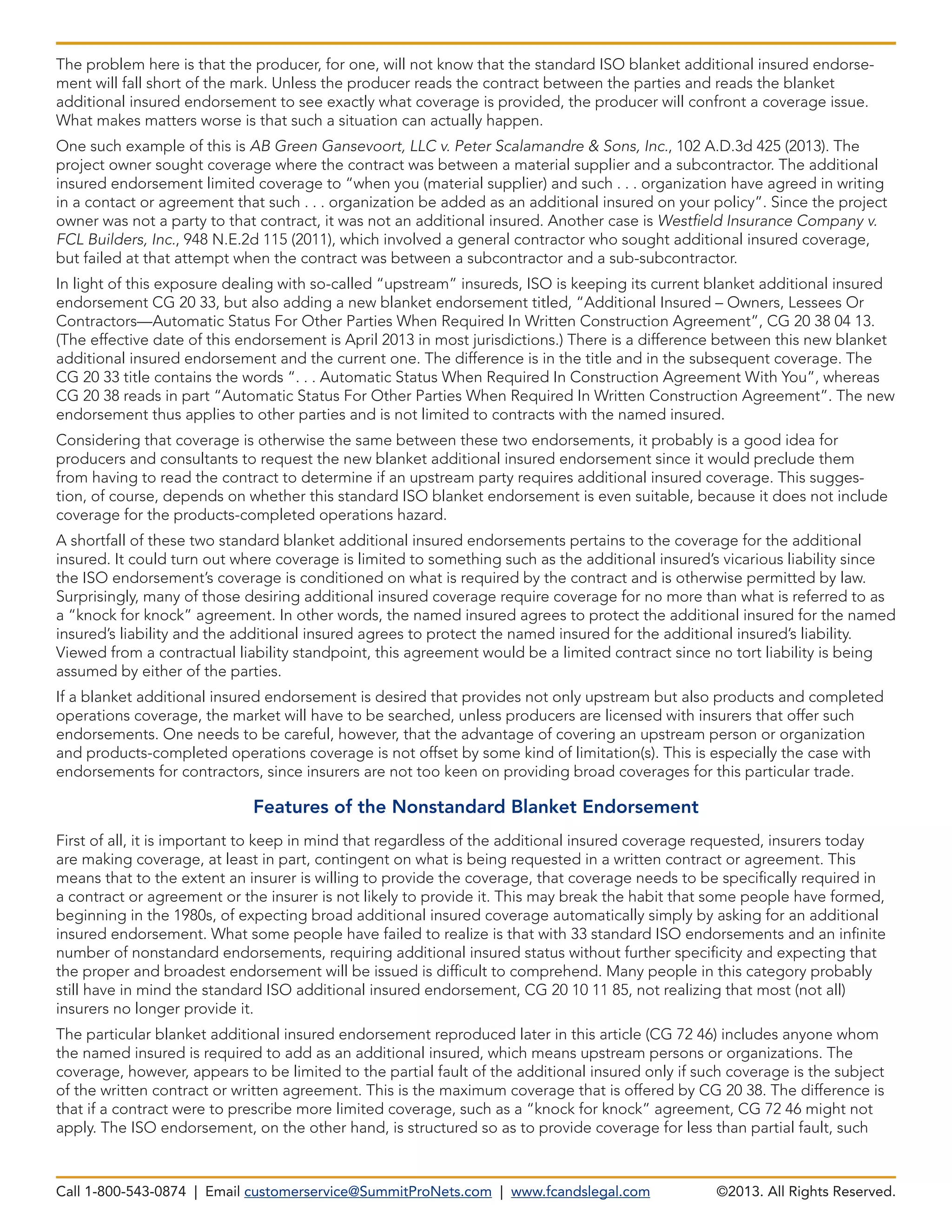 The Plight of Blanket Additional Insureds | PDF