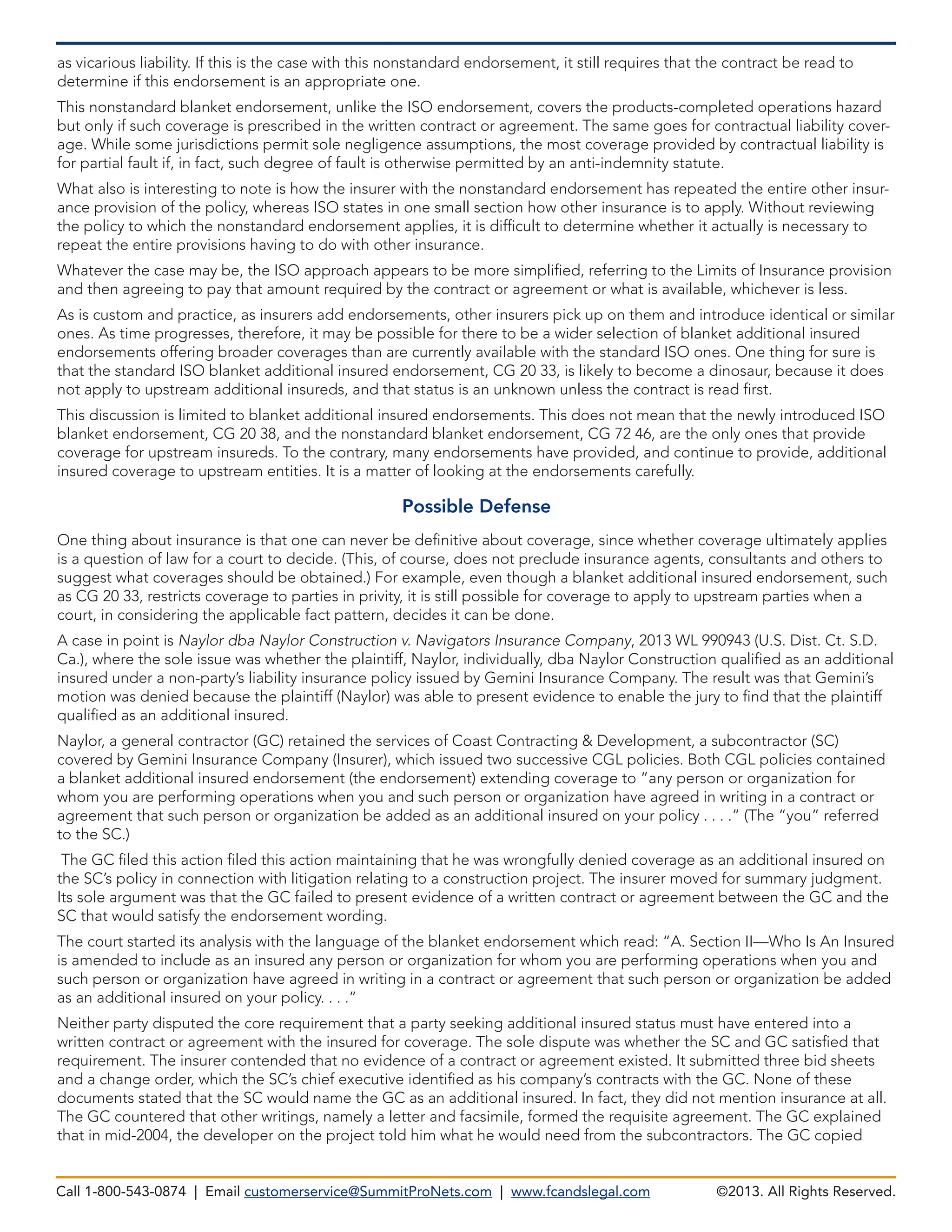 The Plight of Blanket Additional Insureds | PDF