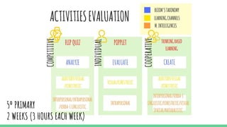 5º PRIMARY
2 WEEKS (3 HOURS EACH WEEK)
 