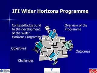 IFI Wider Horizons Programme Overview of the Programme Objectives Context/Background to the development of the Wider Horizons Programme Outcomes Challenges 