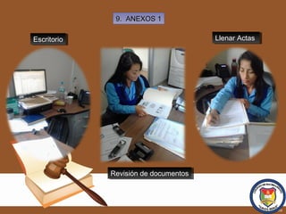 9. ANEXOS 19. ANEXOS 1
EscritorioEscritorio
Revisión de documentosRevisión de documentos
Llenar ActasLlenar Actas
 