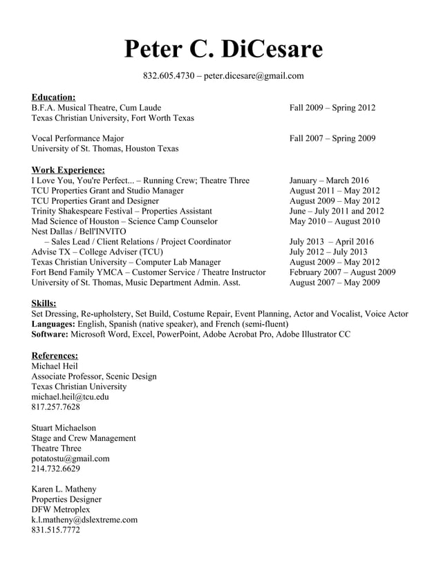Peter C DiCesare Resume P PDF - Peter C DiCesare Resume P 1 638 