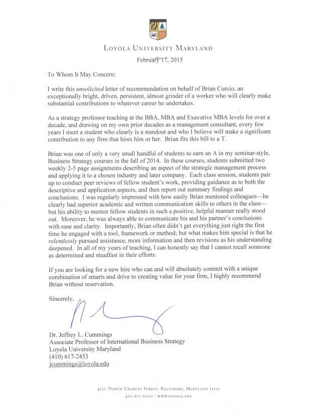 letter of recommendation cummings loyola letter of recommendation