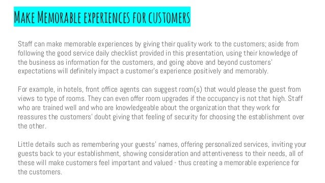 customer service training plan example of a good customer service experience