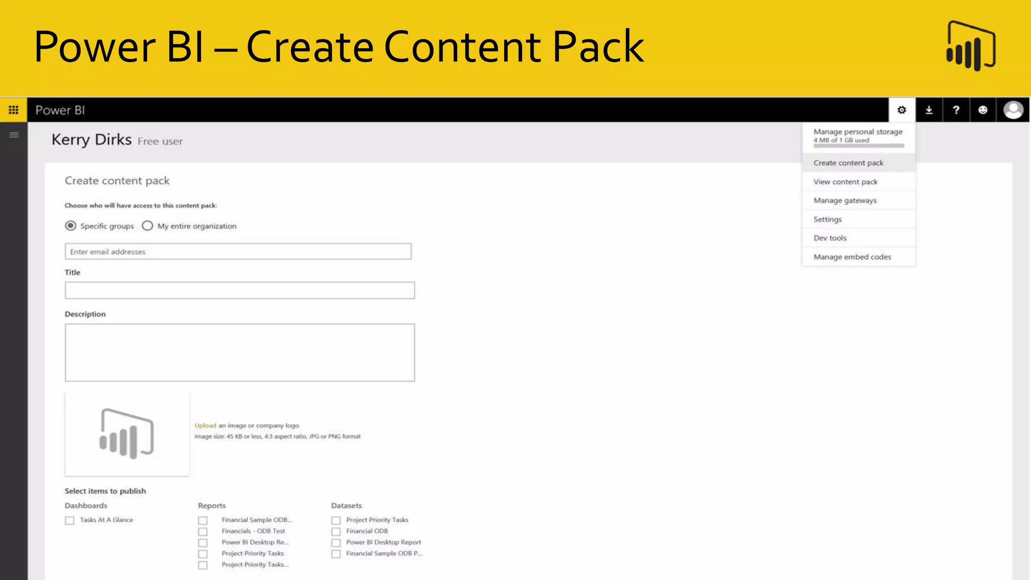 Power BI – Create Content Pack
 