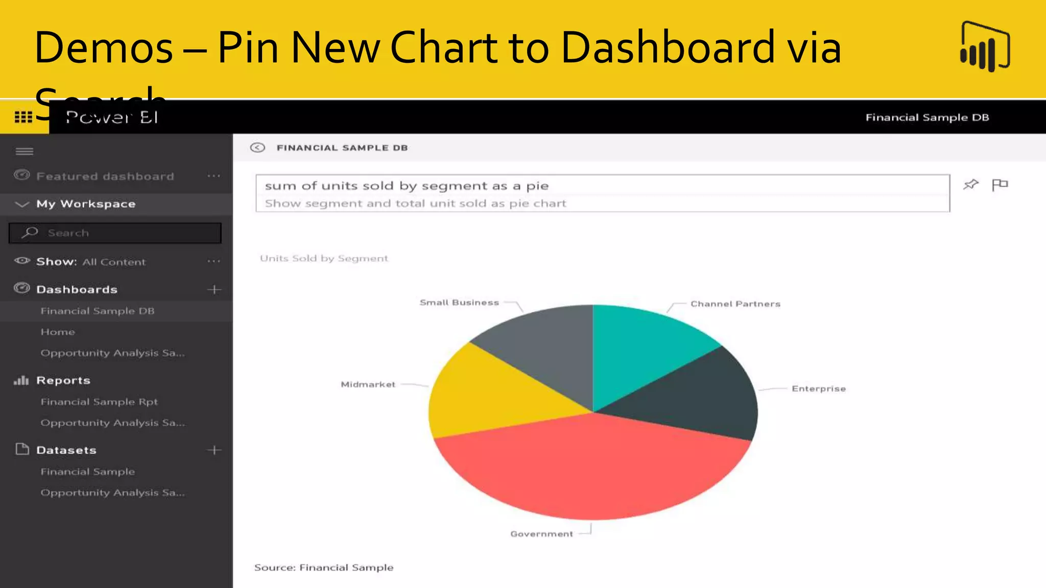 Demos – Pin New Chart to Dashboard via
Search
 