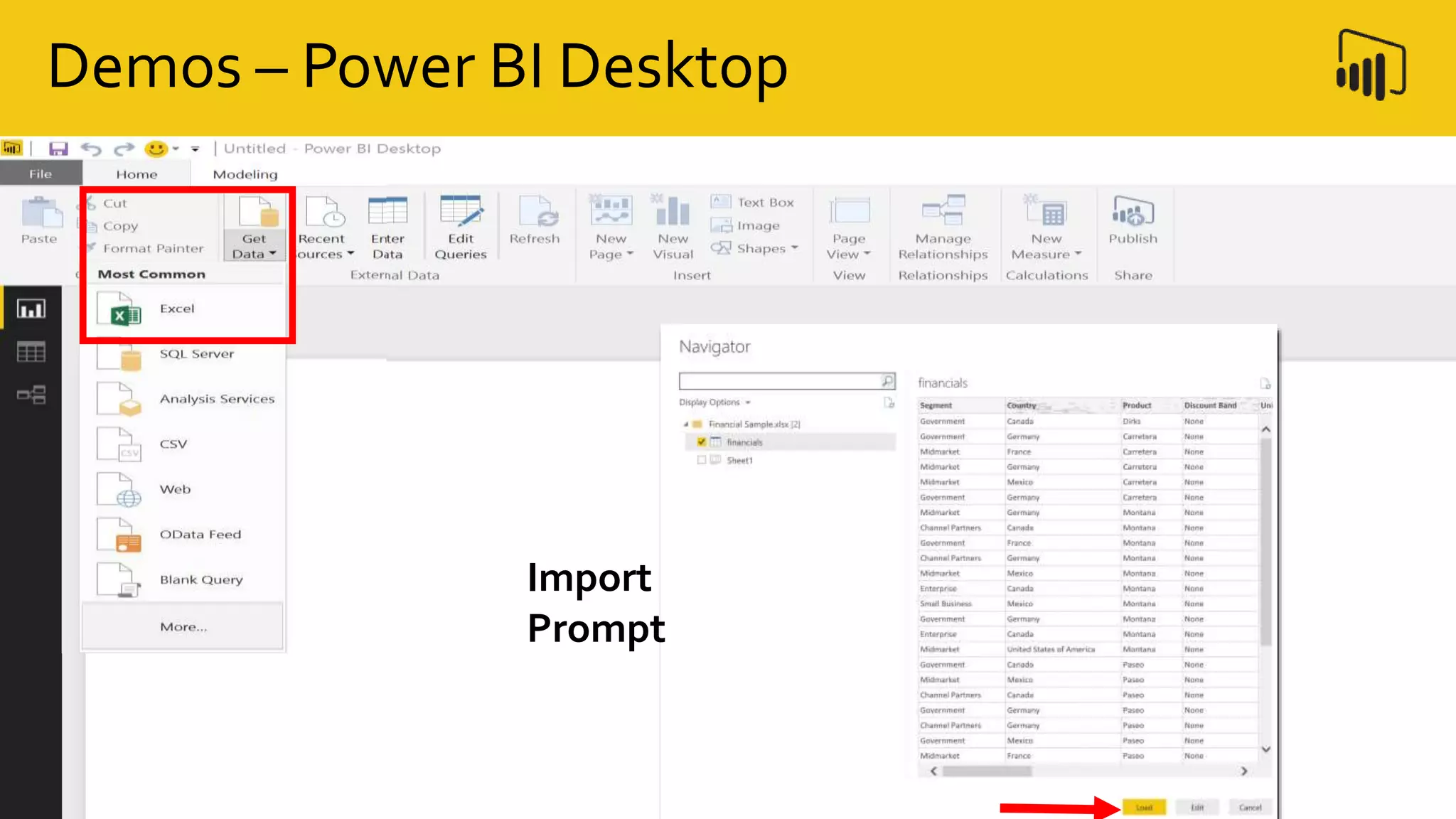 Demos – Power BI Desktop
Import
Prompt
 