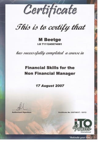 M Beetge - 4. Financial skills