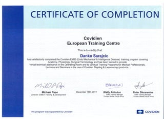 Covidien EMID Certificate - Sarajcic