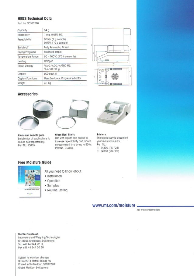 Mettler Moisture Analyzer HE53 PDF