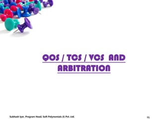 QOS / TCS / VCS AND
ARBITRATION
15Subhash Iyer, Program Head, Soft Polynomials (I) Pvt. Ltd.
 