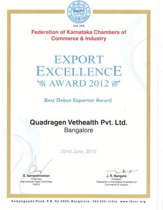 Exports Excellence Award 2012