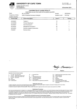 UCT 2013 Academic Record | PDF