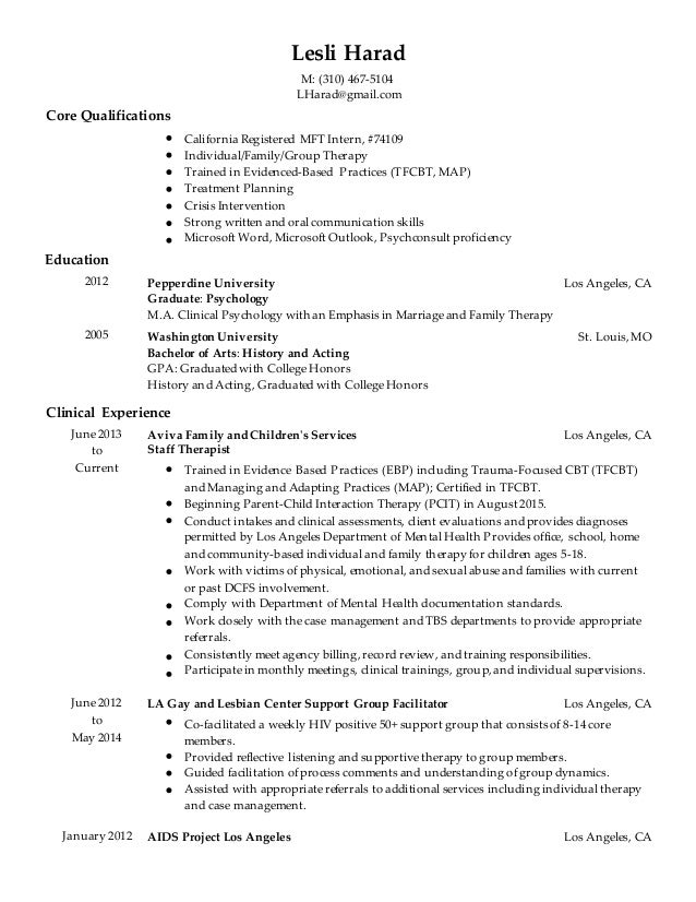 Mft Resume July 2021