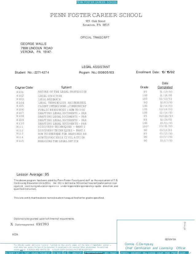 Transcripts Legal Assistant