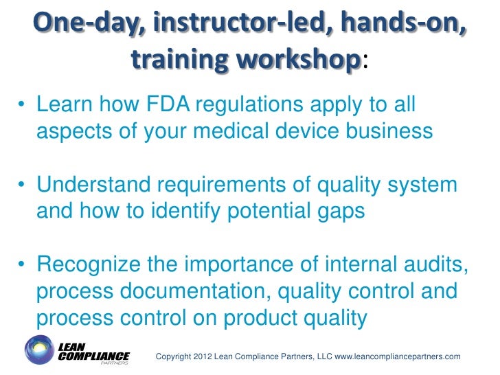 FDA GMP QSR Hands On in Miami August 2, 2012