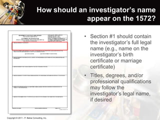 Compliance with the FDA Guidances on Investigator Responsibilities and ...