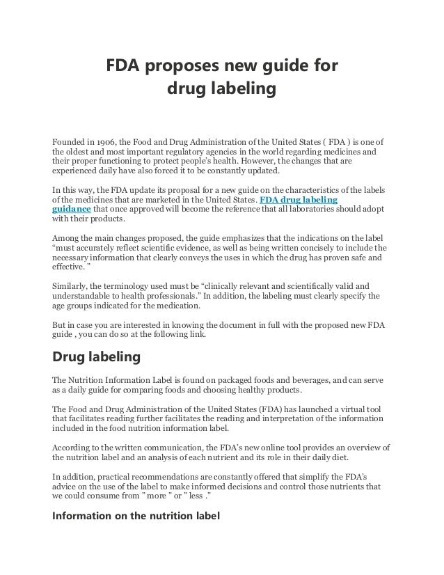 Fda proposes new guide for drug labeling