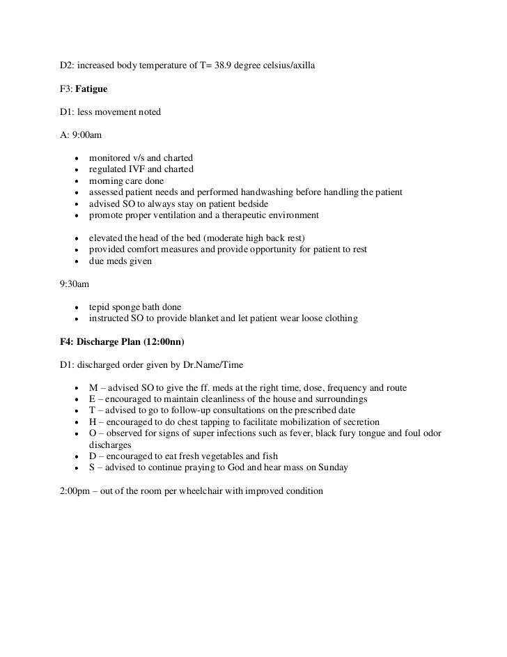 Fdar Charting For Discharge Patient