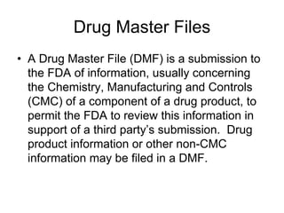 Model Master File Fda FDA slideshow on Drug master file filing | PDF