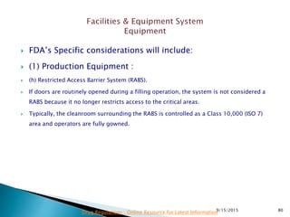 FDA Guidance on Facing Sterile Manufacturing Inspections. | PPTX