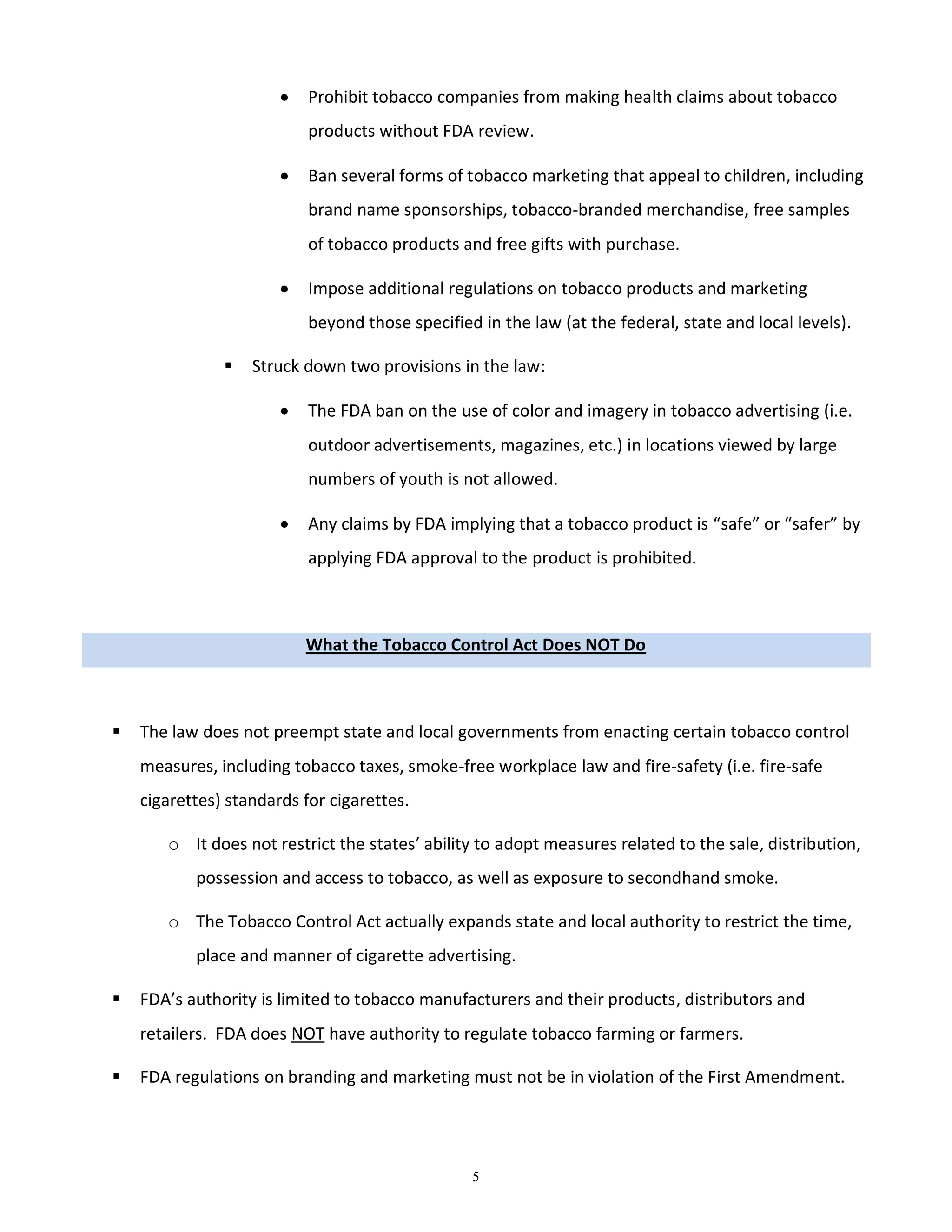 Fda Tobacco Control Act