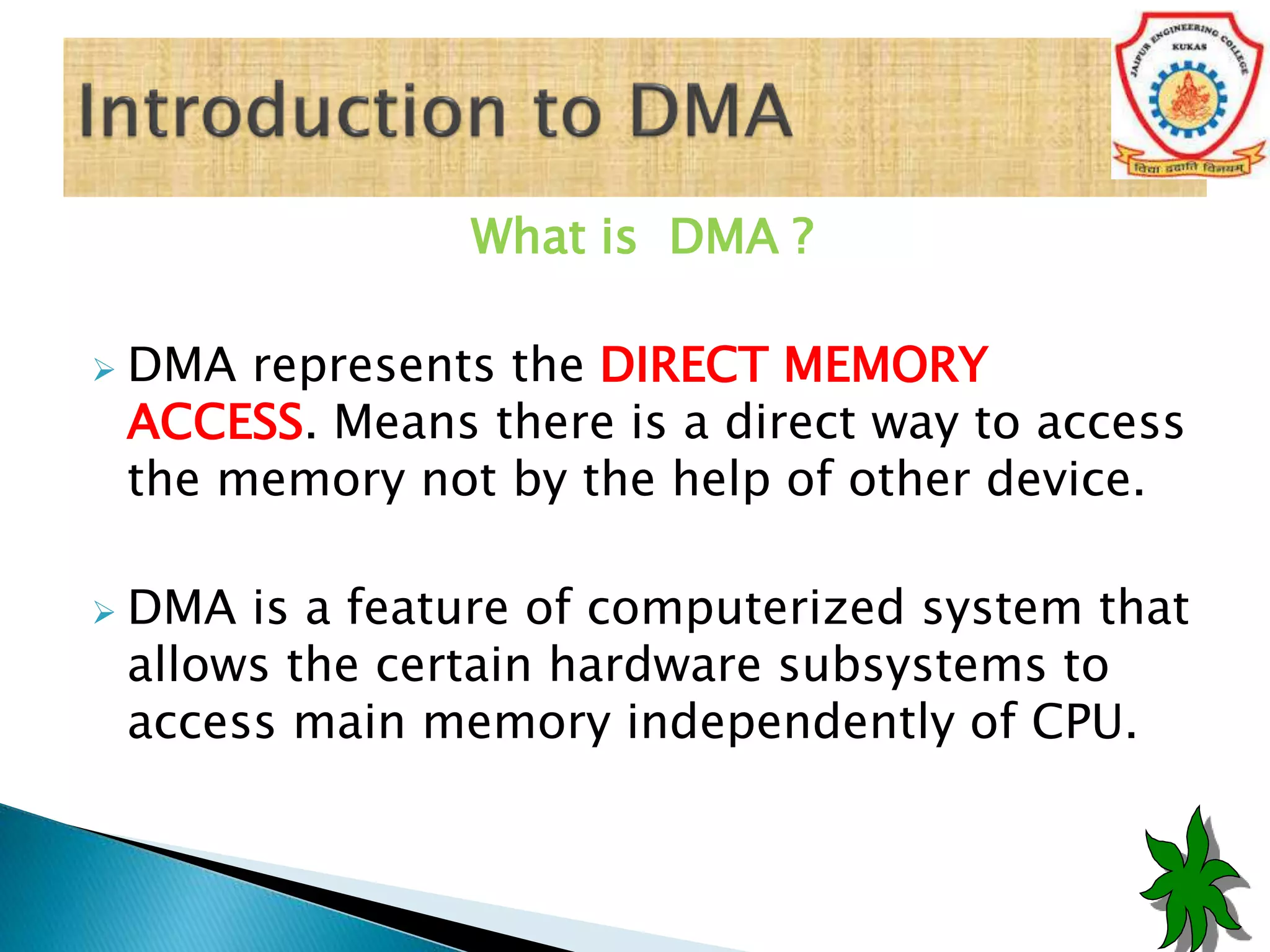 DMA and DMA controller PPT