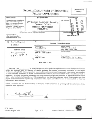 Florida Department of Education Project Award