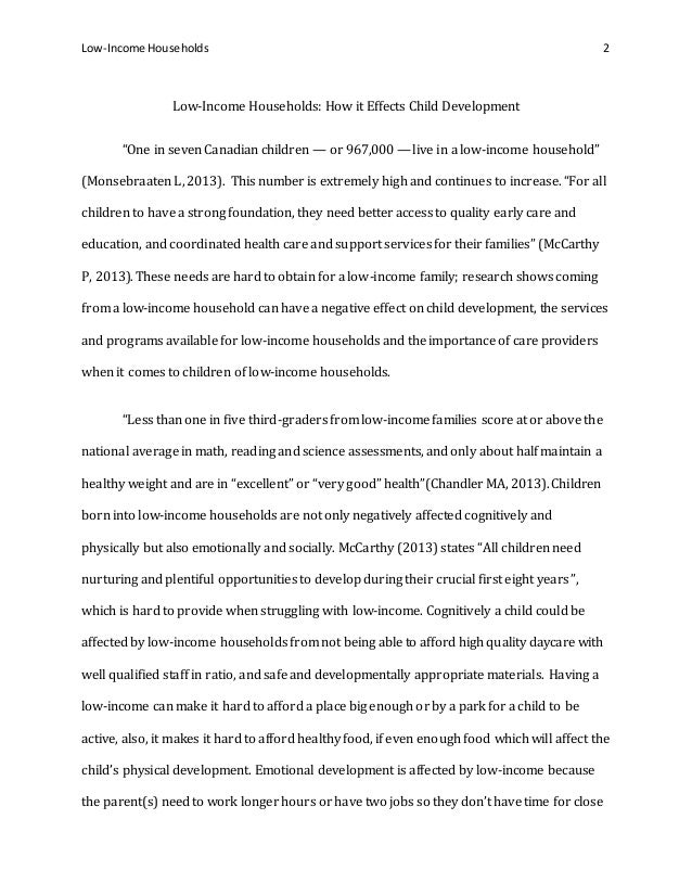 essay about low income families