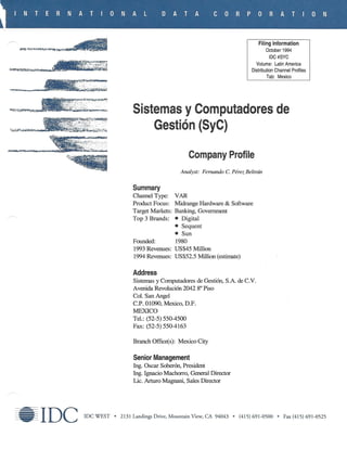 Company Profile SyC 1993 - VAR and System Integrator