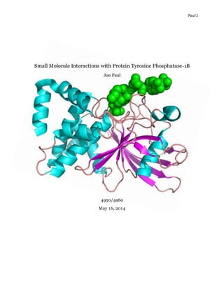 Paul1
Small Molecule Interactions with Protein Tyrosine Phosphatase-1B
Jon Paul
4950/4960
May 16, 2014
 