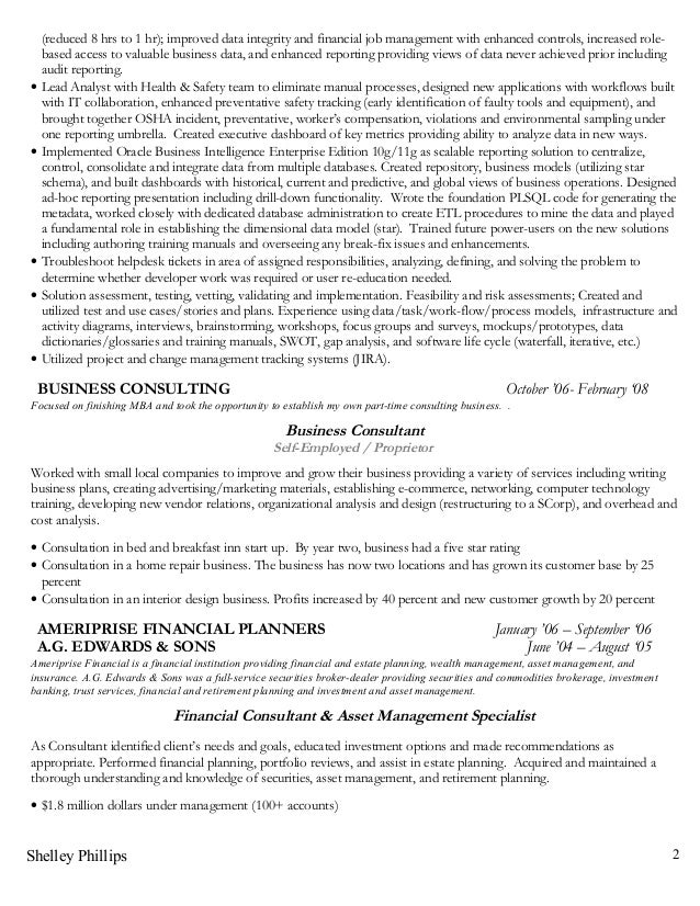 financial planning consultant resumes