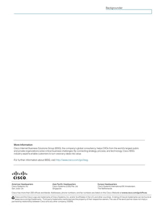 Cisco IBSG © 2011 Cisco and/or its affiliates. All rights reserved. Page 6
Backgrounder
 