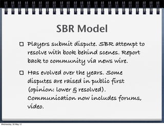 SBR Model
                       Players submit dispute. SBR attempt to
                       resolve with book behind sc...
